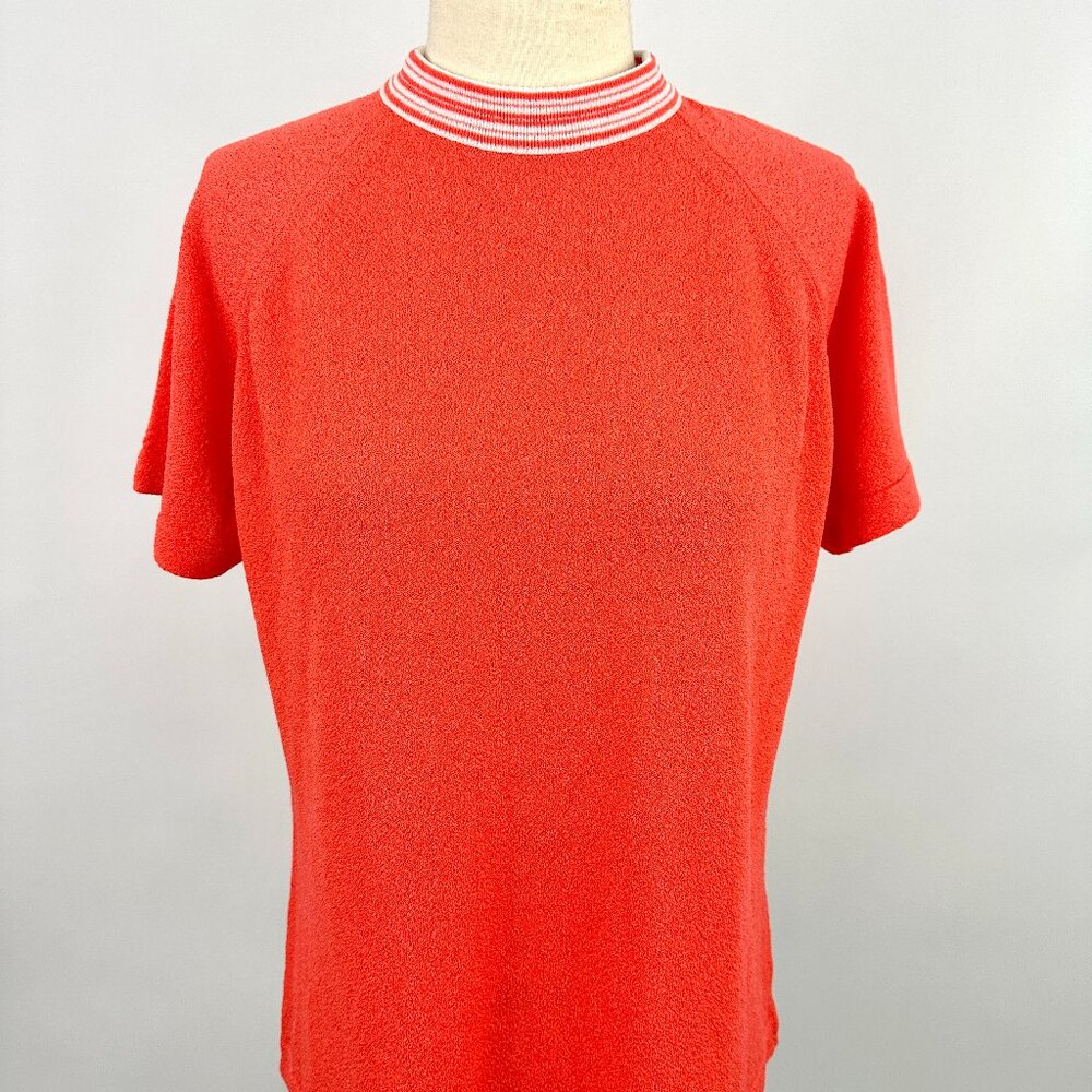 1980s Vintage | Talbot | Sweater | Terry Cloth Top | Orange | Zipper Back Neck